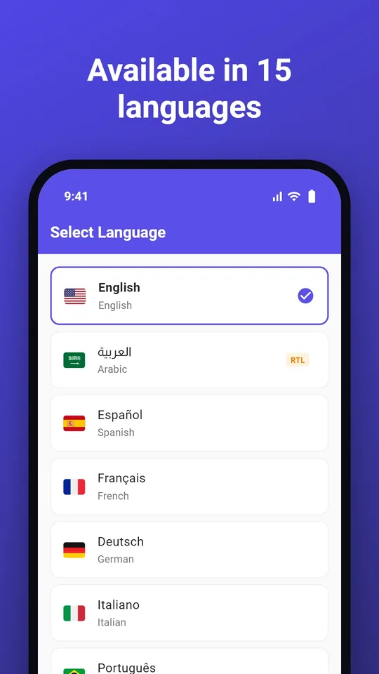 Available in 15 languages